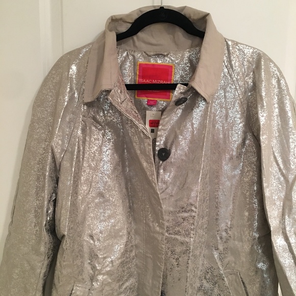 Isaac Mizrahi Jackets & Blazers - Issac Mizrahi Silver Metallic Trench NWT